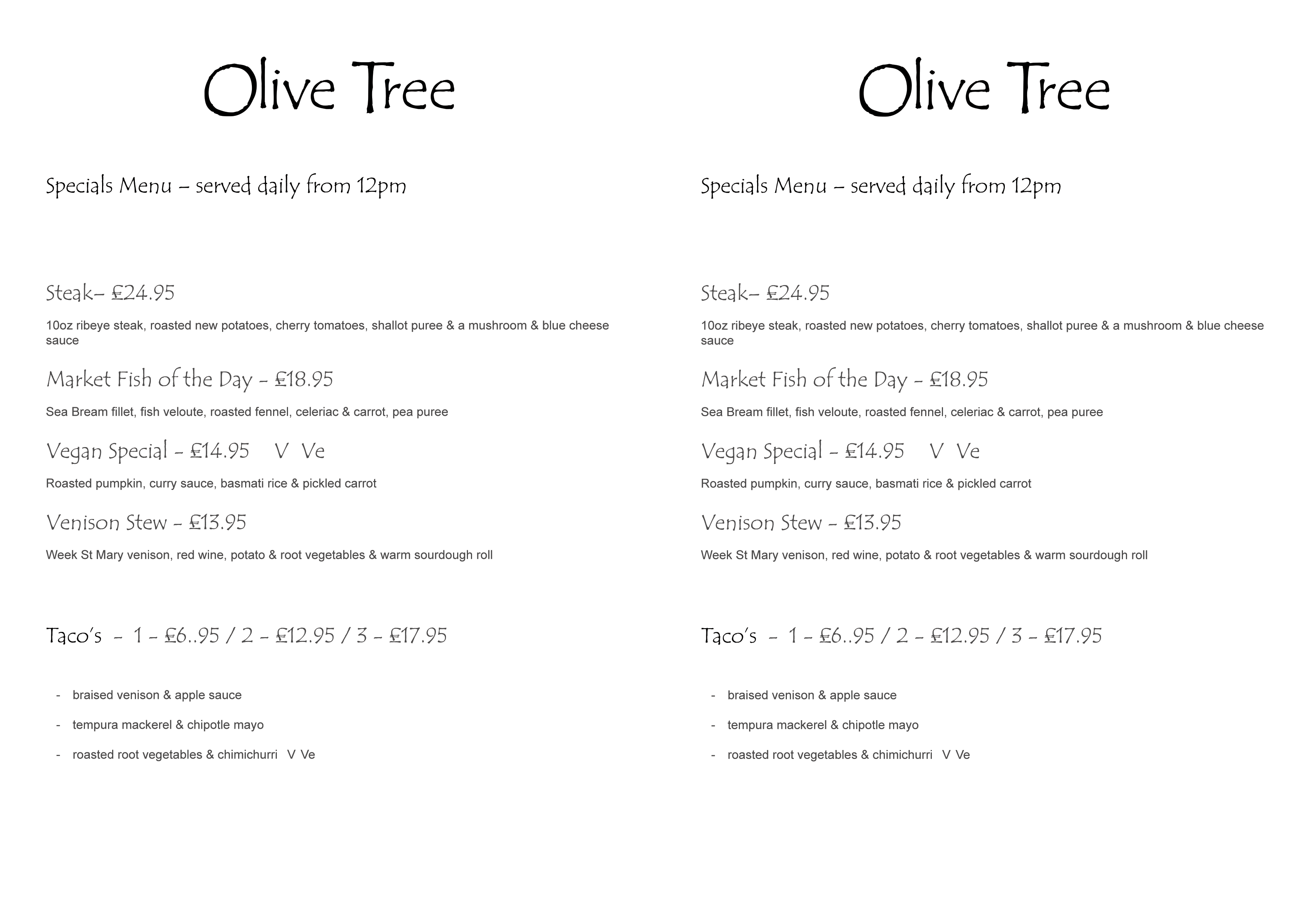 Olive Tree Bistro Bude Menus Fresh Dishes Made With Local Produce