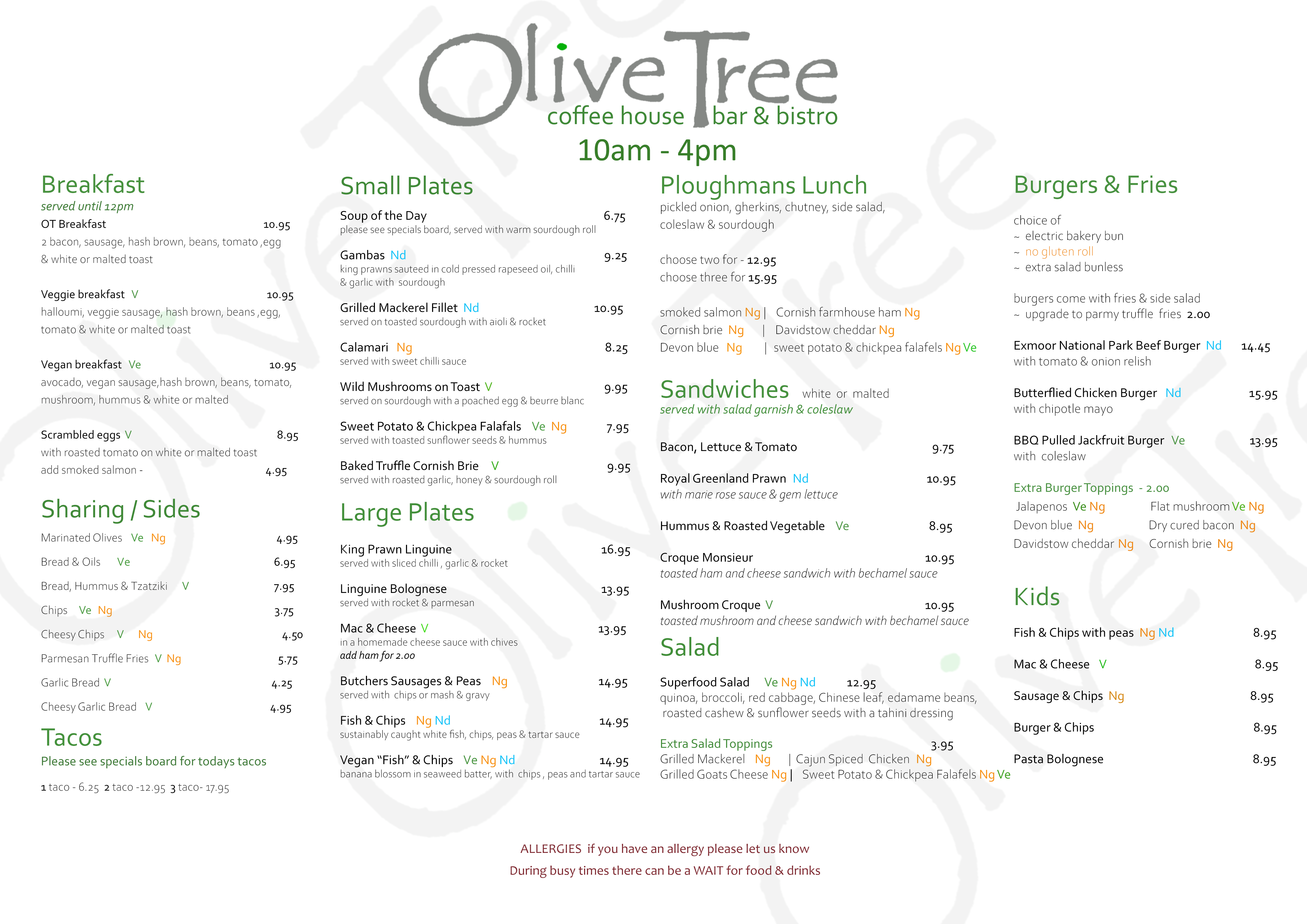 Olive Tree Bistro Bude Menus Fresh Dishes Made With Local Produce